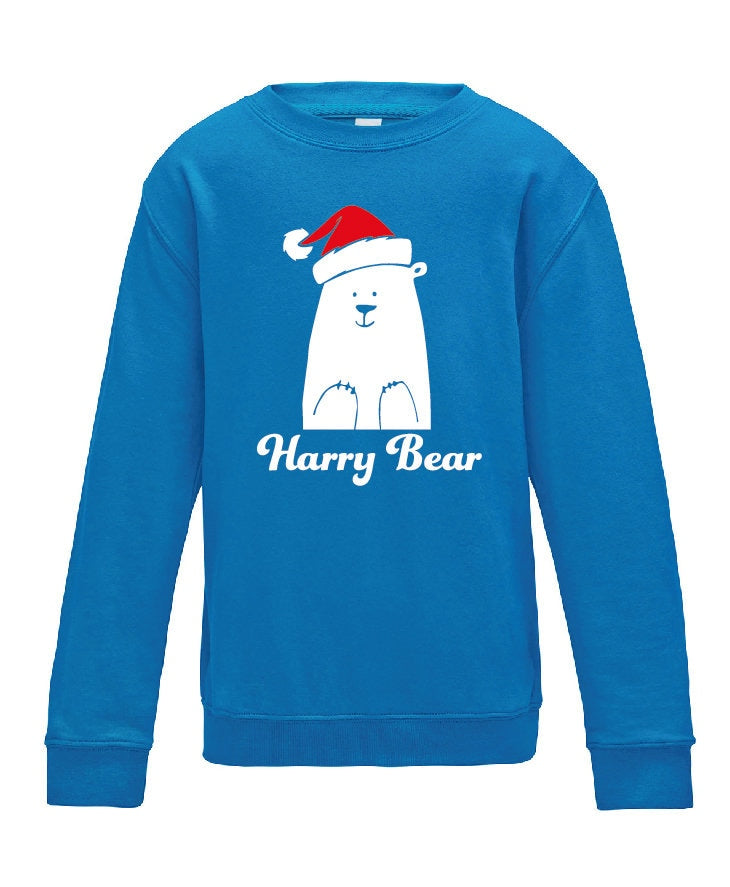 Kids Personalised Polar Bear Christmas Sweatshirt | Christmas Jumper Sweater | Cool Funny Children Xmas Snow