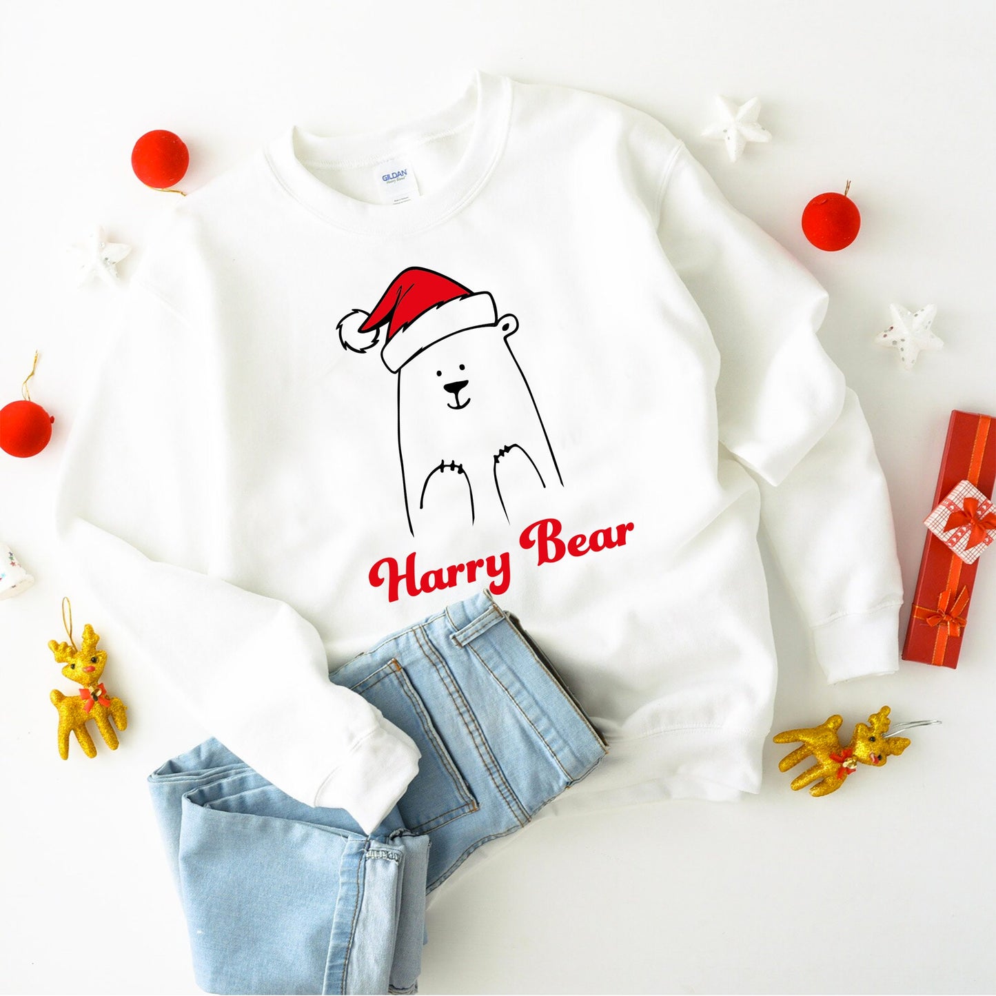 Kids or Adults Personalised Polar Bear Christmas Sweatshirt | Christmas Jumper Sweater | Cool Funny Children Xmas Snow