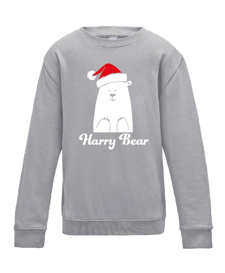 Kids Personalised Polar Bear Christmas Sweatshirt | Christmas Jumper Sweater | Cool Funny Children Xmas Snow