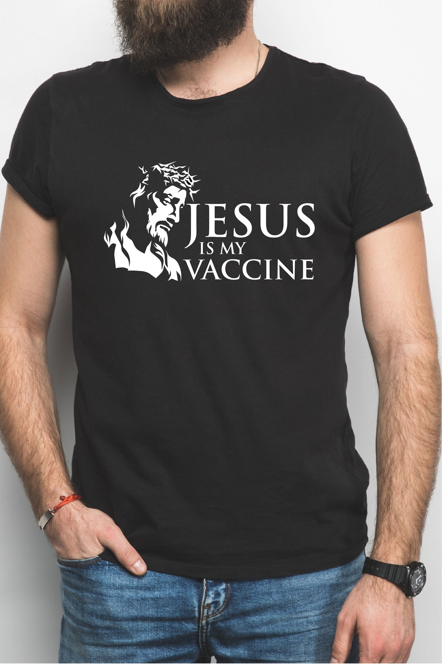 Jesus is my Vaccine T-Shirt - Anti Vaccination Anti Track Trace Tee Anti Vax