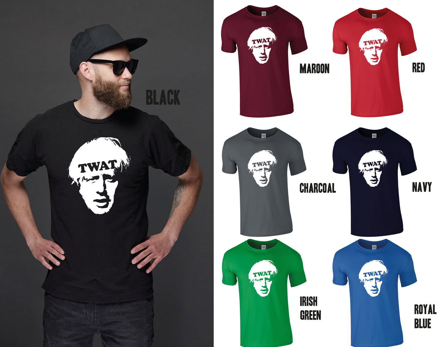 Boris Johnson Twat Head T-Shirt - Funny Anti Tory Tee