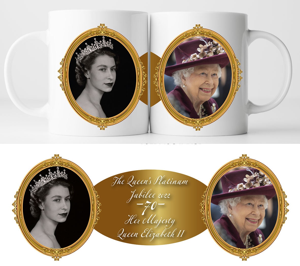 Her Majesty the Queen's Platinum Jubilee Mug C | Queen Elizabeth II Commemorative Cup | 70 Years