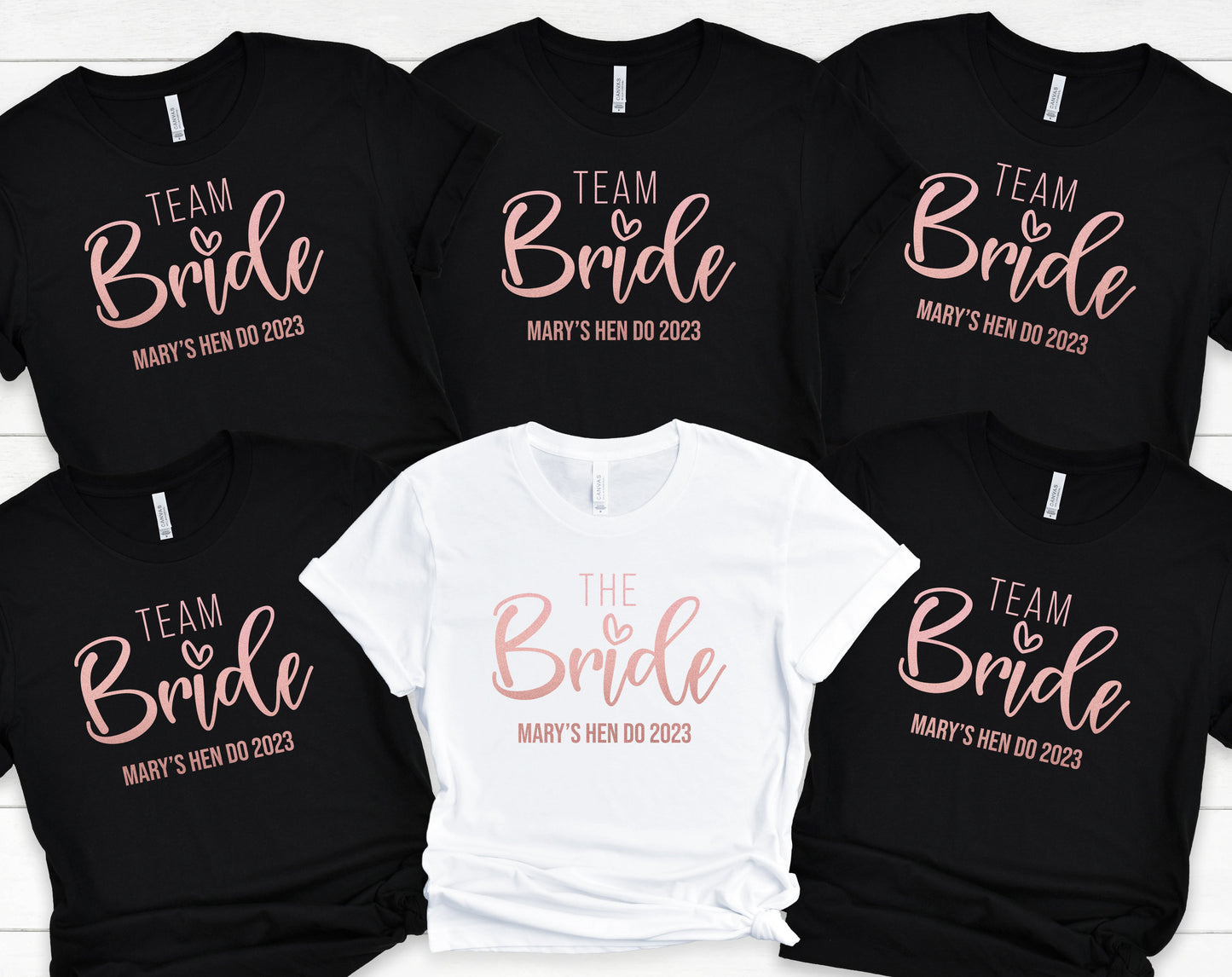 Personalised ROSE GOLD print Hen Party T Shirts, Team Bride Hen Do T Shirt, Hen Party Shirts, Bachelorette Party Shirts,