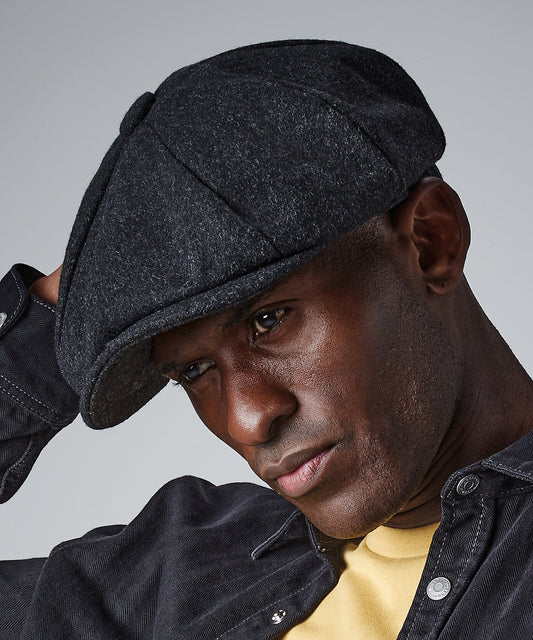 Melton Wool Baker Boy Cap - B629 - Full Quilted Lining Flat Hat Baker Boy Charcoal Grey