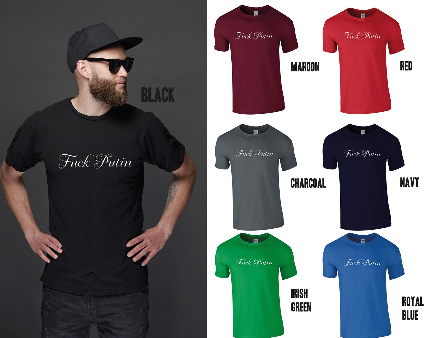 Script F*ck Putin T-Shirt | Funny Subtle Anti Vladimir Putin Tee tshirt | Charity tshirt