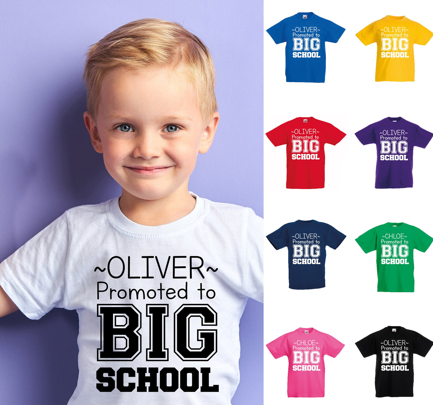 Personalised Kids Promoted to Big School T-Shirt - Any Name | Customised Children's Tee | Back to School