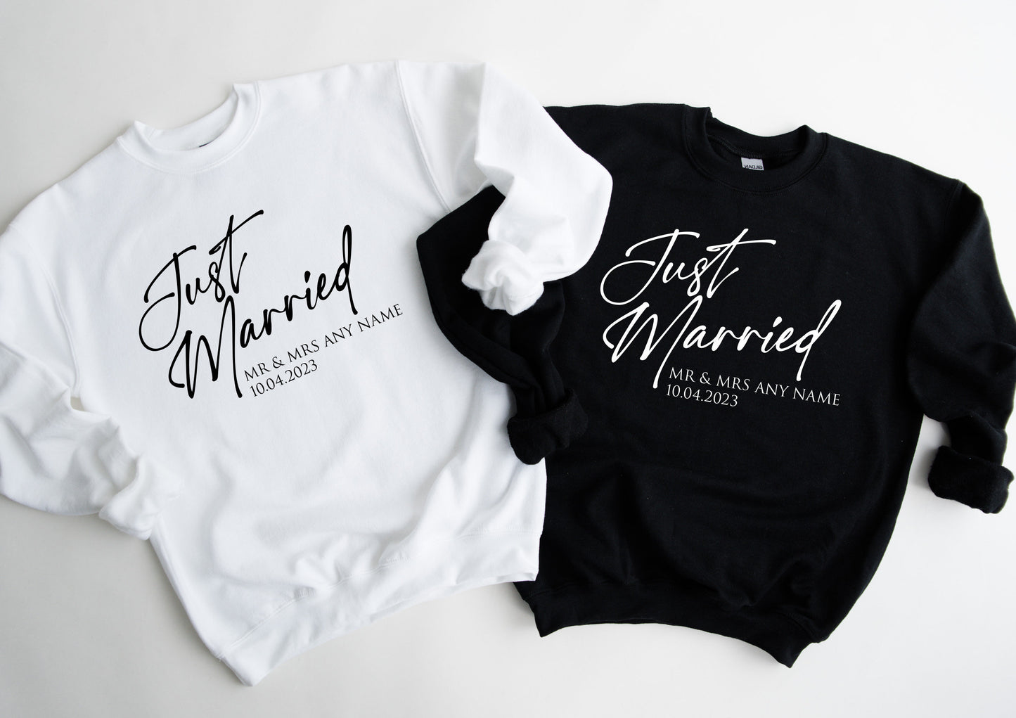 Just Married Sweatshirt | Husband and Wife Couples Honeymoon Sweater | Finally Matching Wedding Jumpers