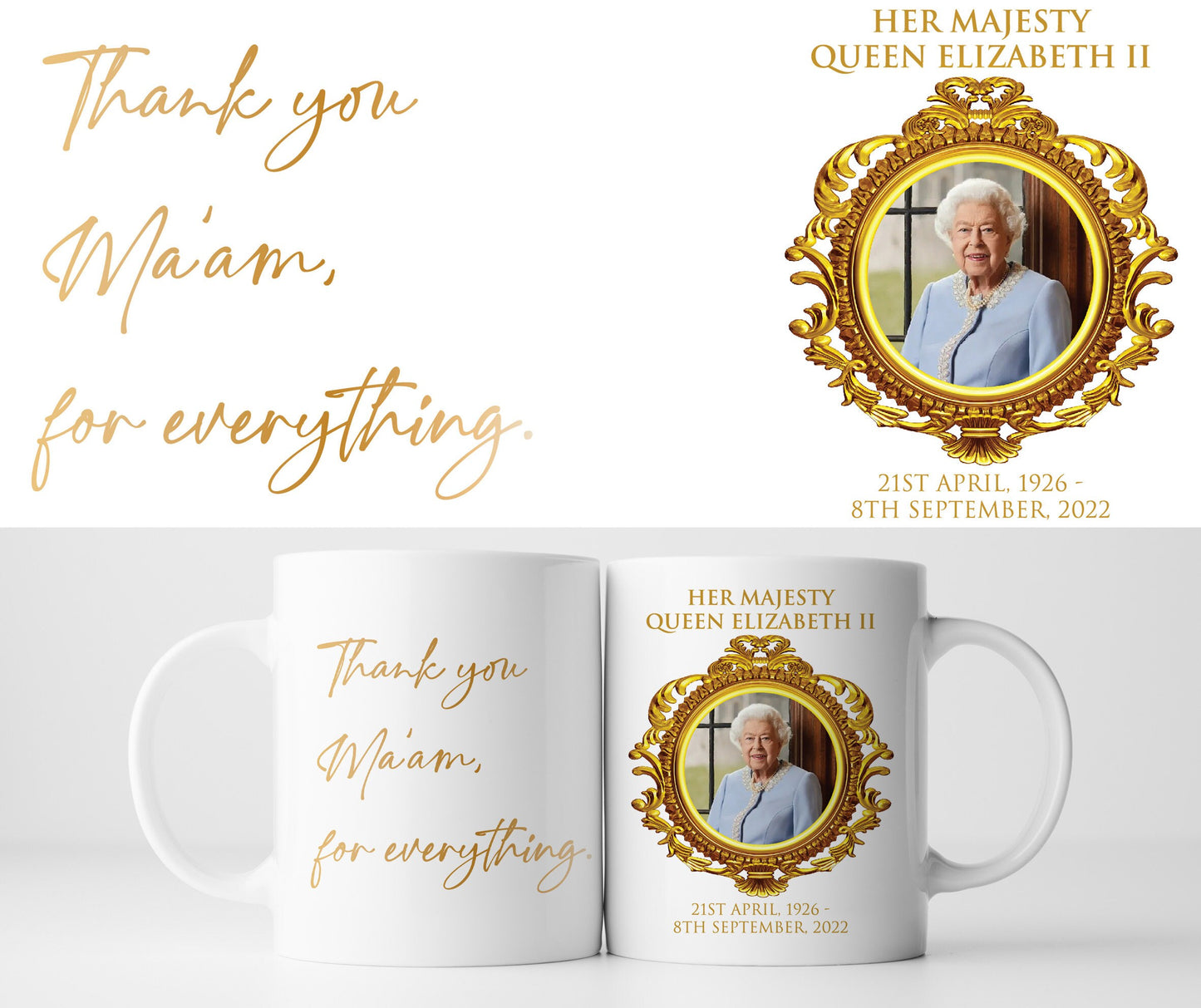 Her Majesty Queen Elizabeth II - Tribute Commemorative Mug E UK Britain Death