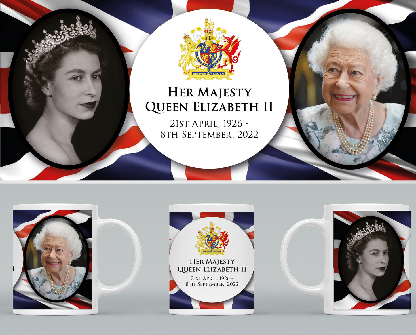 Her Majesty Queen Elizabeth II - Tribute Commemorative Mug B UK Britain Death