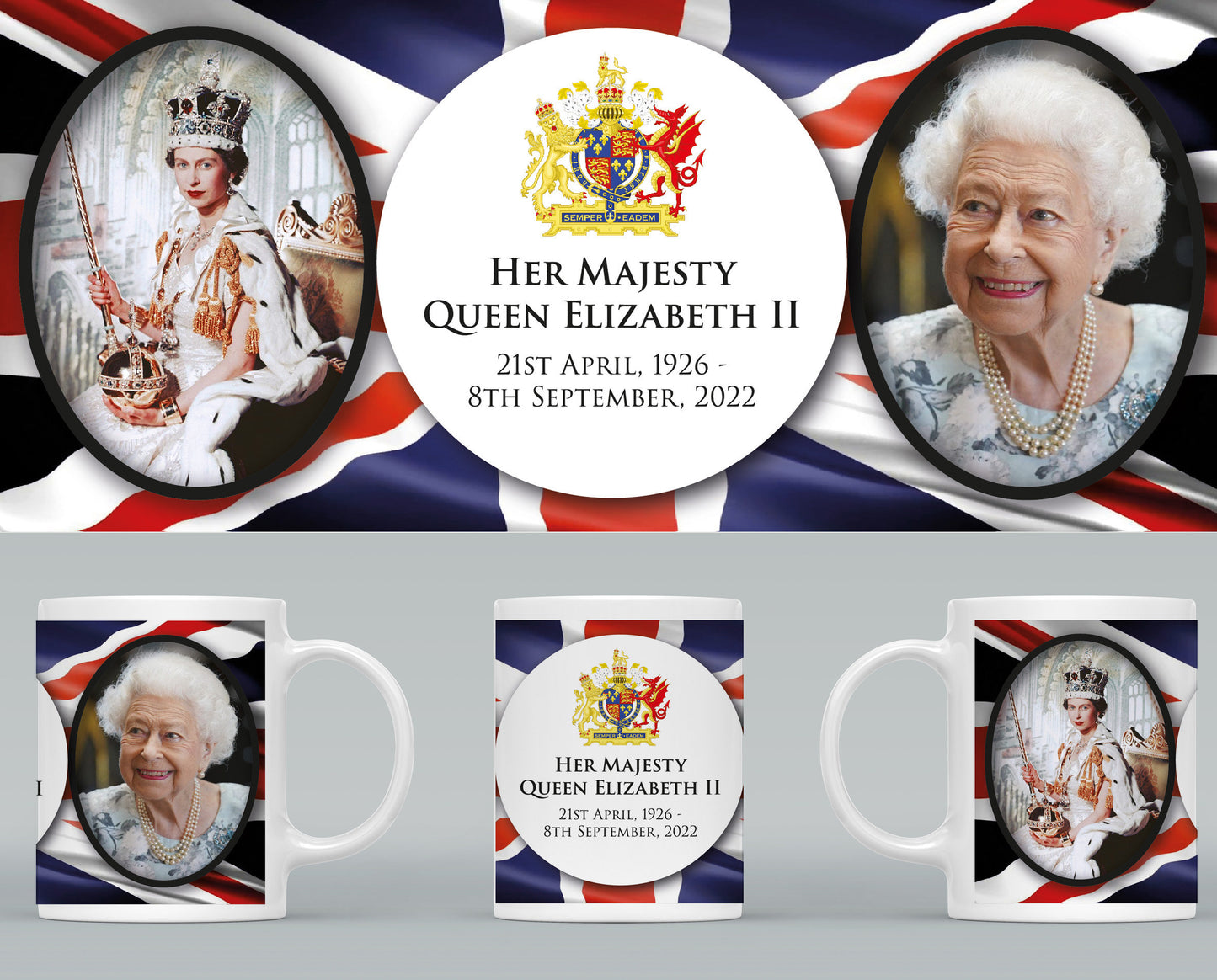 Her Majesty Queen Elizabeth II - Tribute Commemorative Mug A UK Britain Death