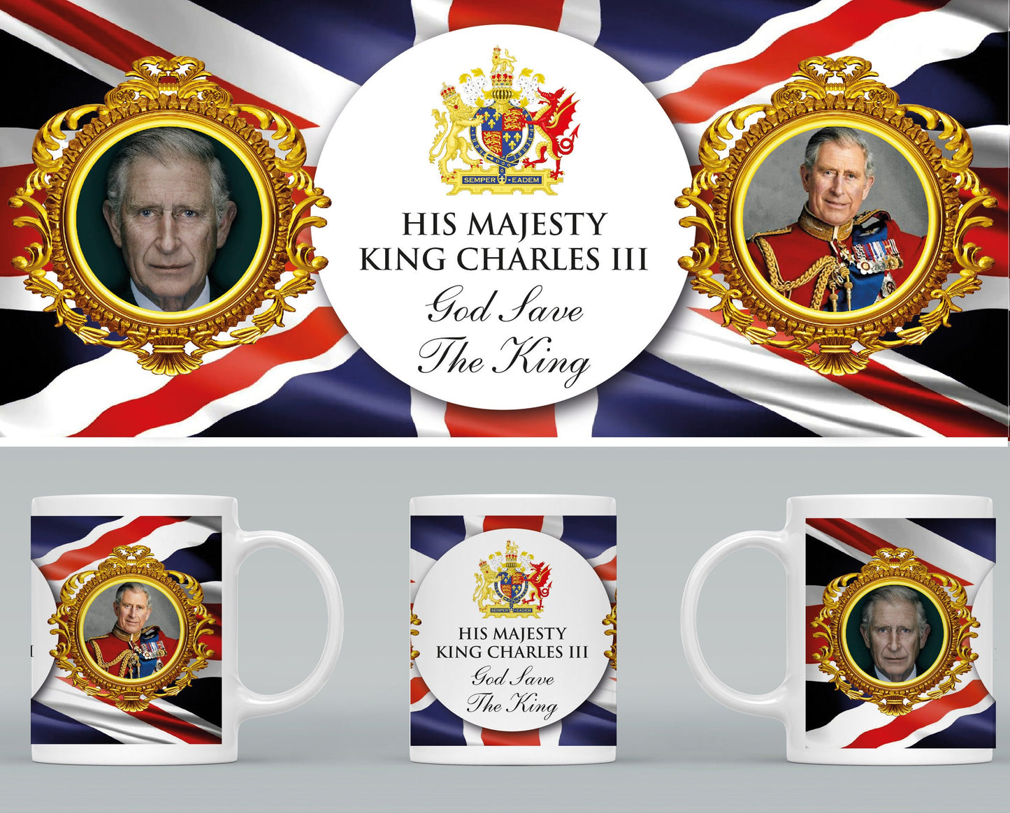 His Majesty King Charles III - Tribute Commemorative Mug C God Save The King UK Britain Queen Elizabeth