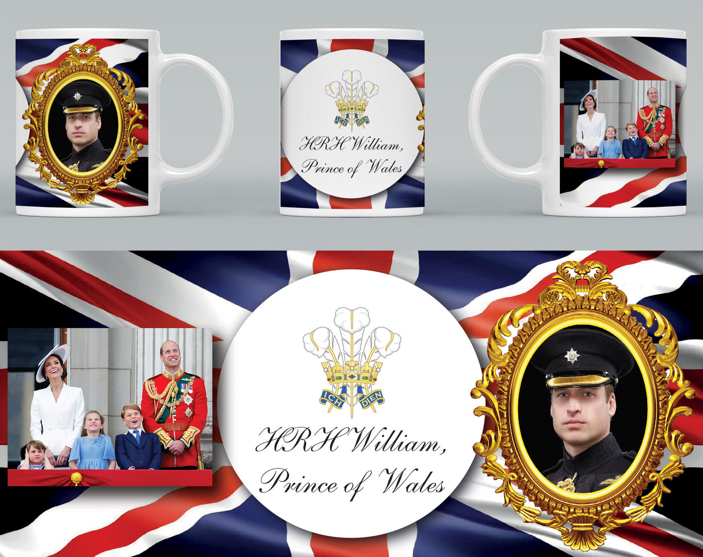 HRH William, Prince of Wales - Tribute Commemorative Royal Mug A King Charles Queen Elizabeth