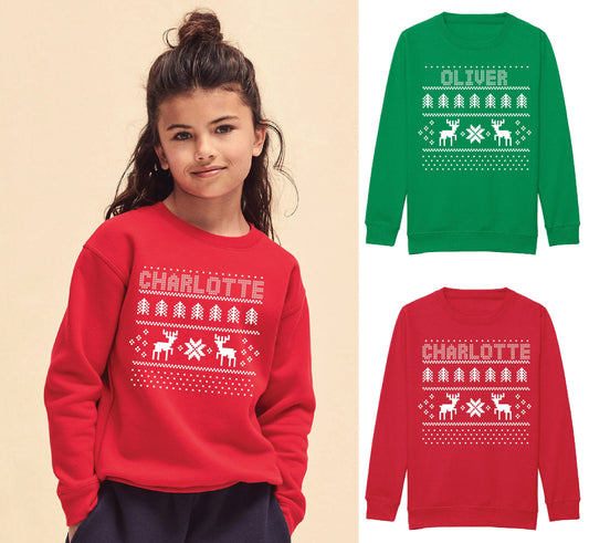 Personalised Christmas Sweatshirt for Kids or Adults | Xmas Jumper with Any Name or Word Sweater