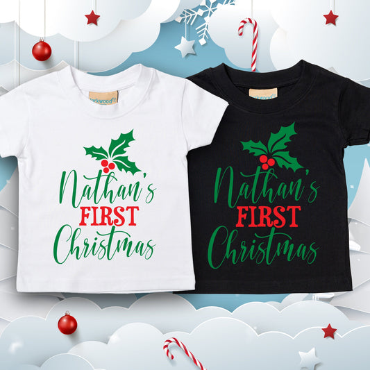 Personalised Baby's First Christmas T-Shirt | Baby tshirt personalised with name | Christmas Gift for newborn | Christmas present for baby