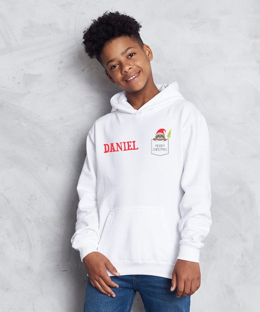 Kids Personalised Sloth Hoodie | Customised Christmas Hoodie with Any Name | Gift for Sloth Lover