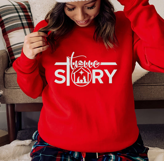 Christmas Nativity True Story Sweatshirt | Christmas Gift for Christians | Jesus is Reason for Season | Christmas Gift for Believers