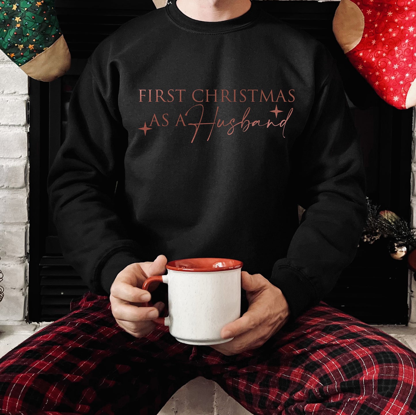 ROSE GOLD PRINT First Christmas As A Husband Sweatshirt B | Christmas Jumper for Hubby | Jumper for Newlywed | Christmas Sweater for Groom