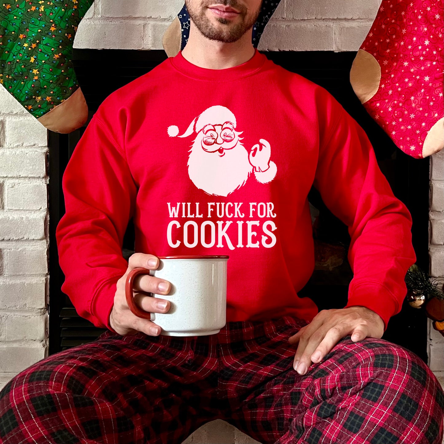 Will F**k For Cookies JH030 Rude Funny Naughty Christmas Sweatshirt Jumper Sweater | Joke Christmas Jumper | Bad Santa