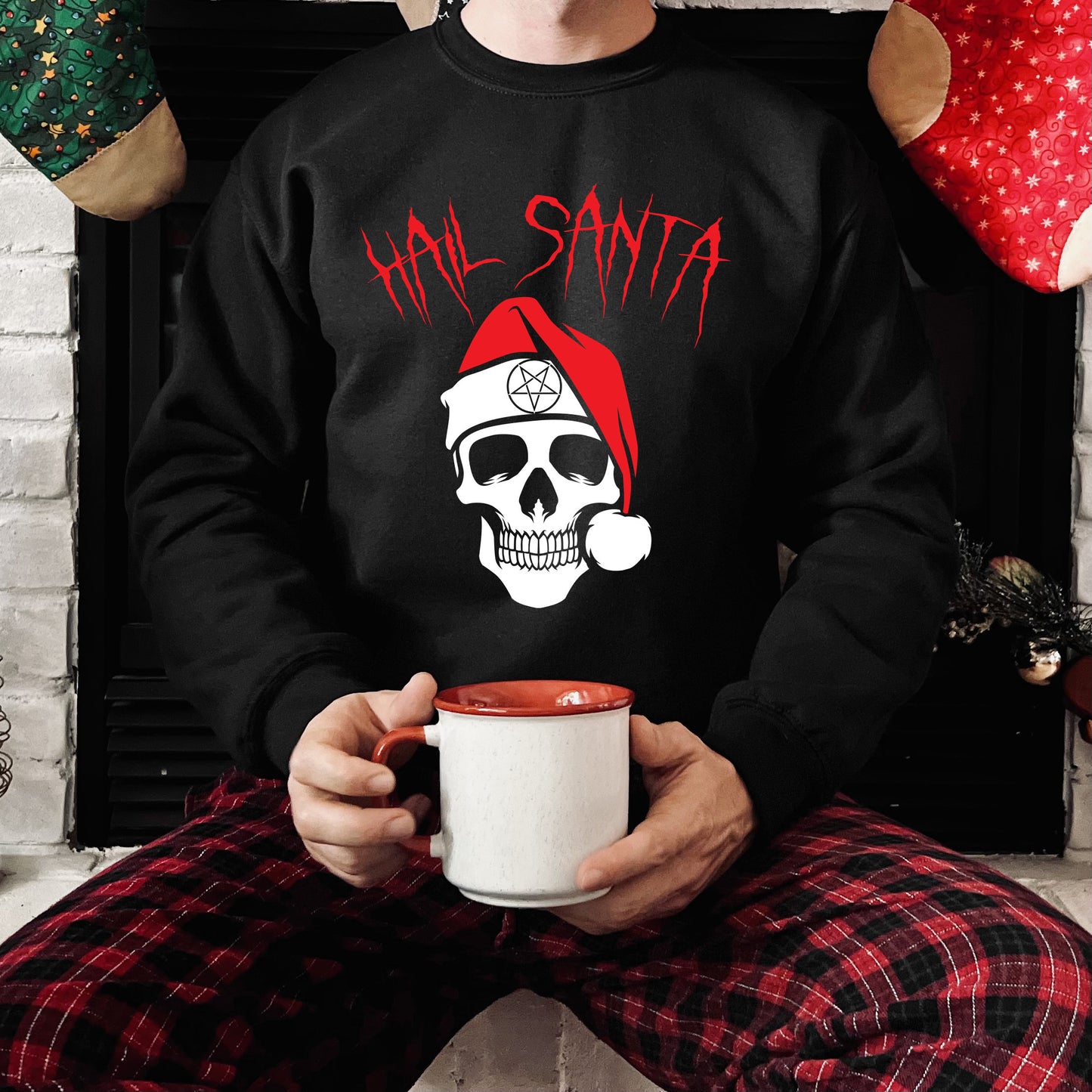 Hail Santa JH030 Sweatshirt Funny Joke Christmas Skull Sweater Jumper