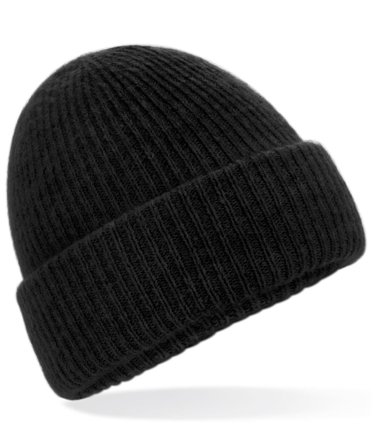 Cosy Ribbed Beanie BC386 | Warm Winter Beanie Hat | Black Woolly Hat