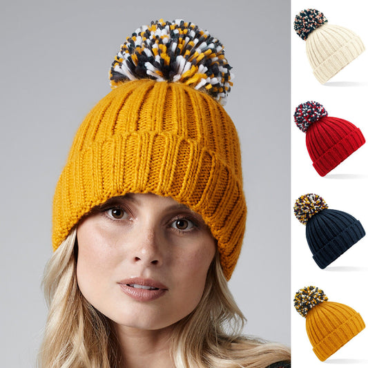 Hygge Pom Pom Beanie BC390 | Warm Winter Beanie Hat | Stylish Scandi Woolly Hat | Big Pom Pom Beanie