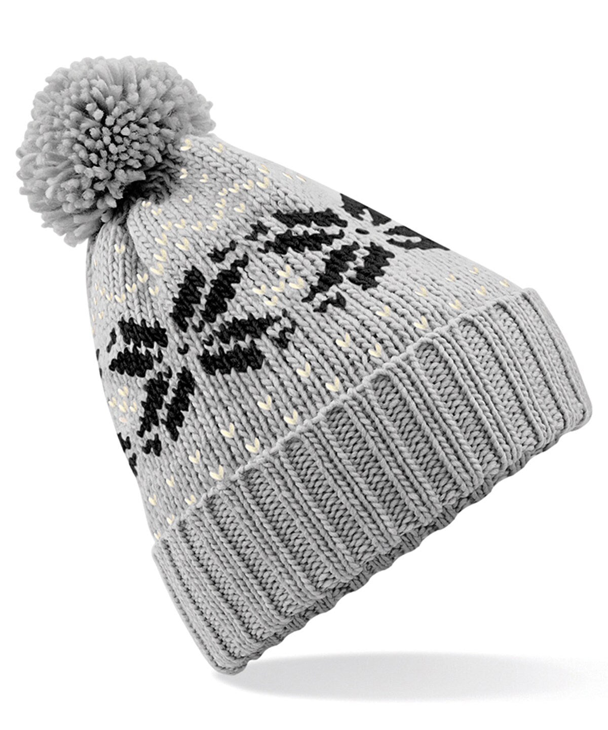Snowstar Fair Isle Pom Pom Beanie BC456 | Warm Winter Beanie Hat | Stylish Scandi Woolly Hat | Big Pom Pom Beanie