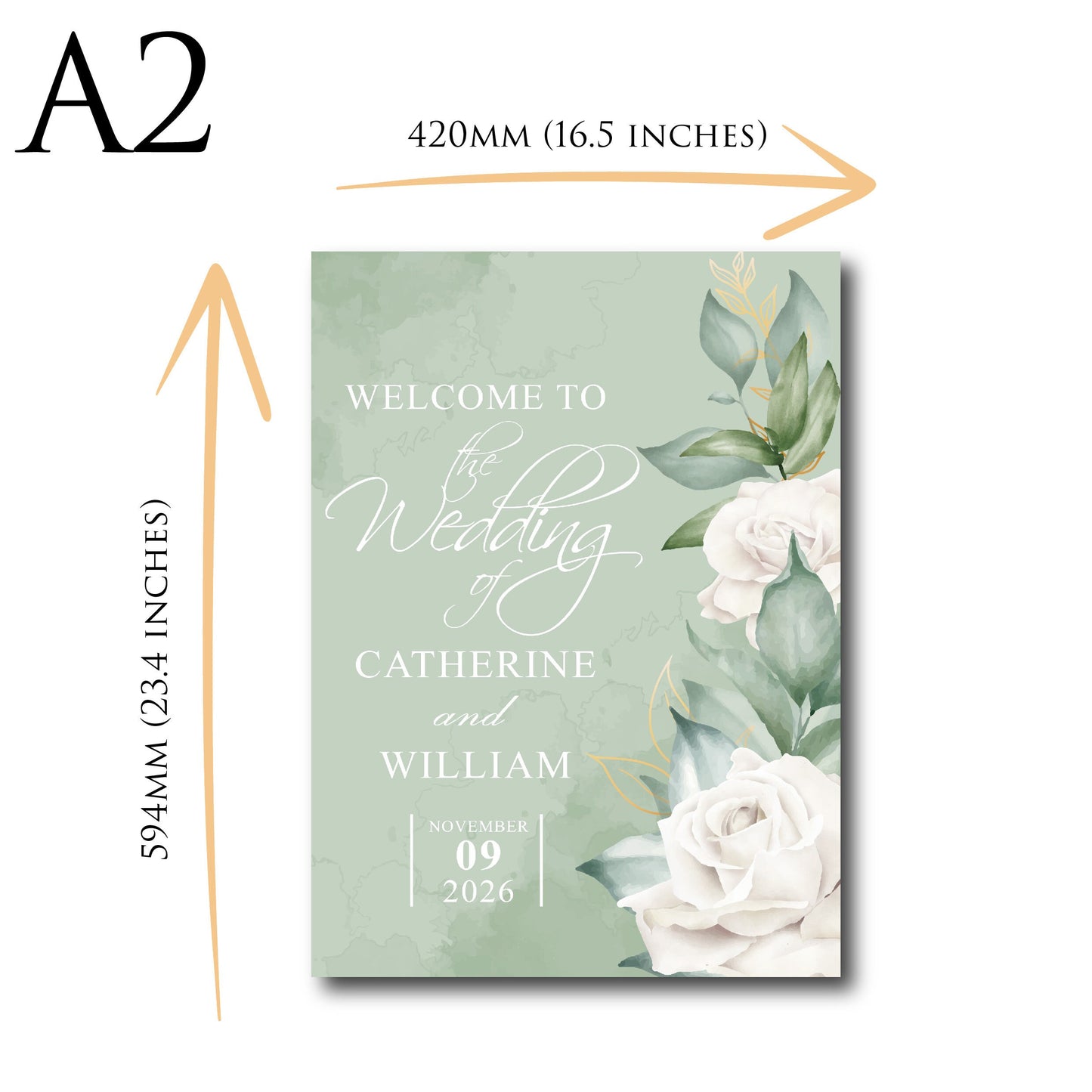 Personalised Wedding Welcome Sign TLPCW003 Physical or Digital, A1 or A2 Portrait Welcome Board for Wedding Easel, Welcome for Wedding,