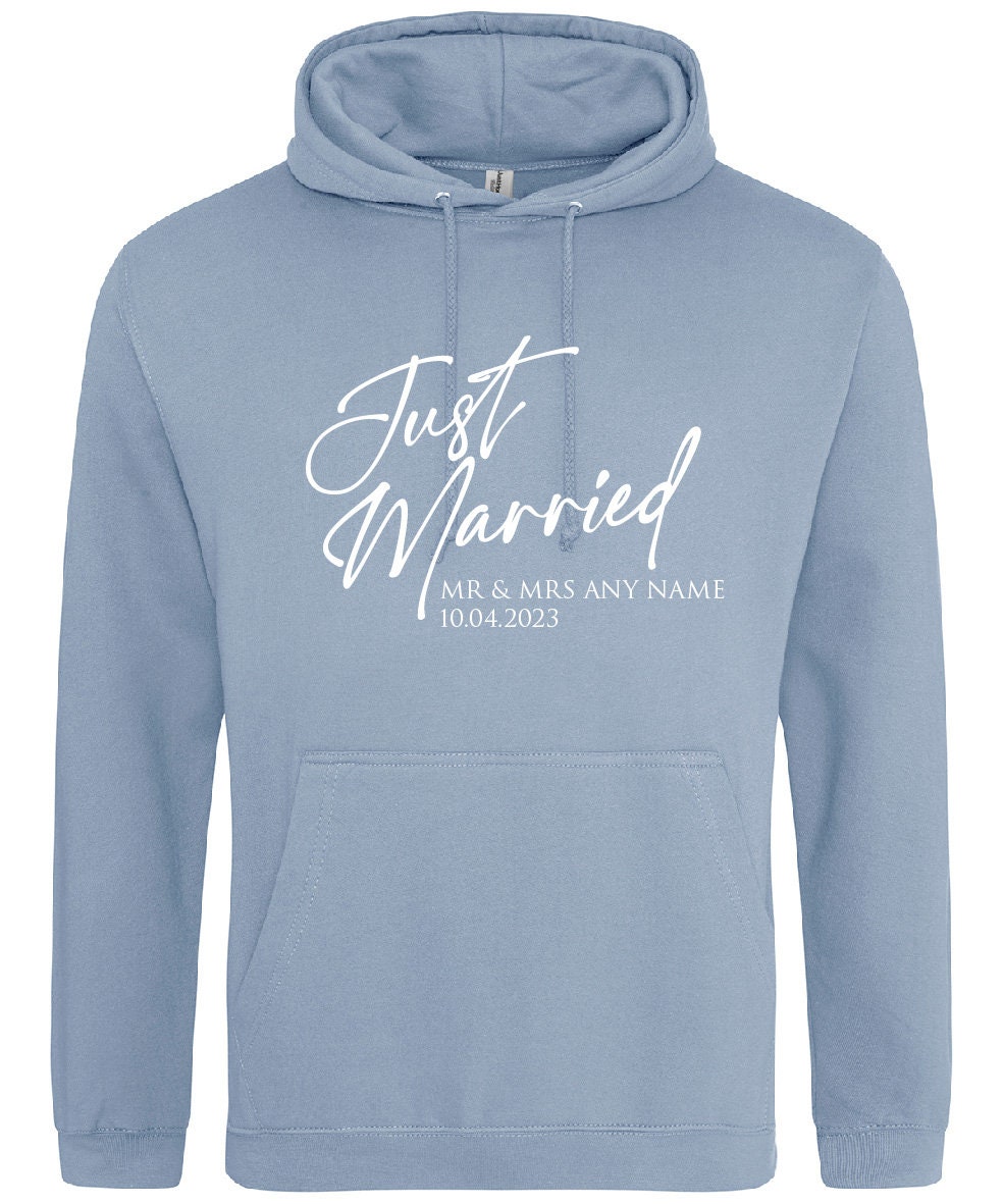 Just Married Hoodies | Husband and Wife Couples Honeymoon Hooded Sweater | Mr Mrs Matching Wedding Jumpers