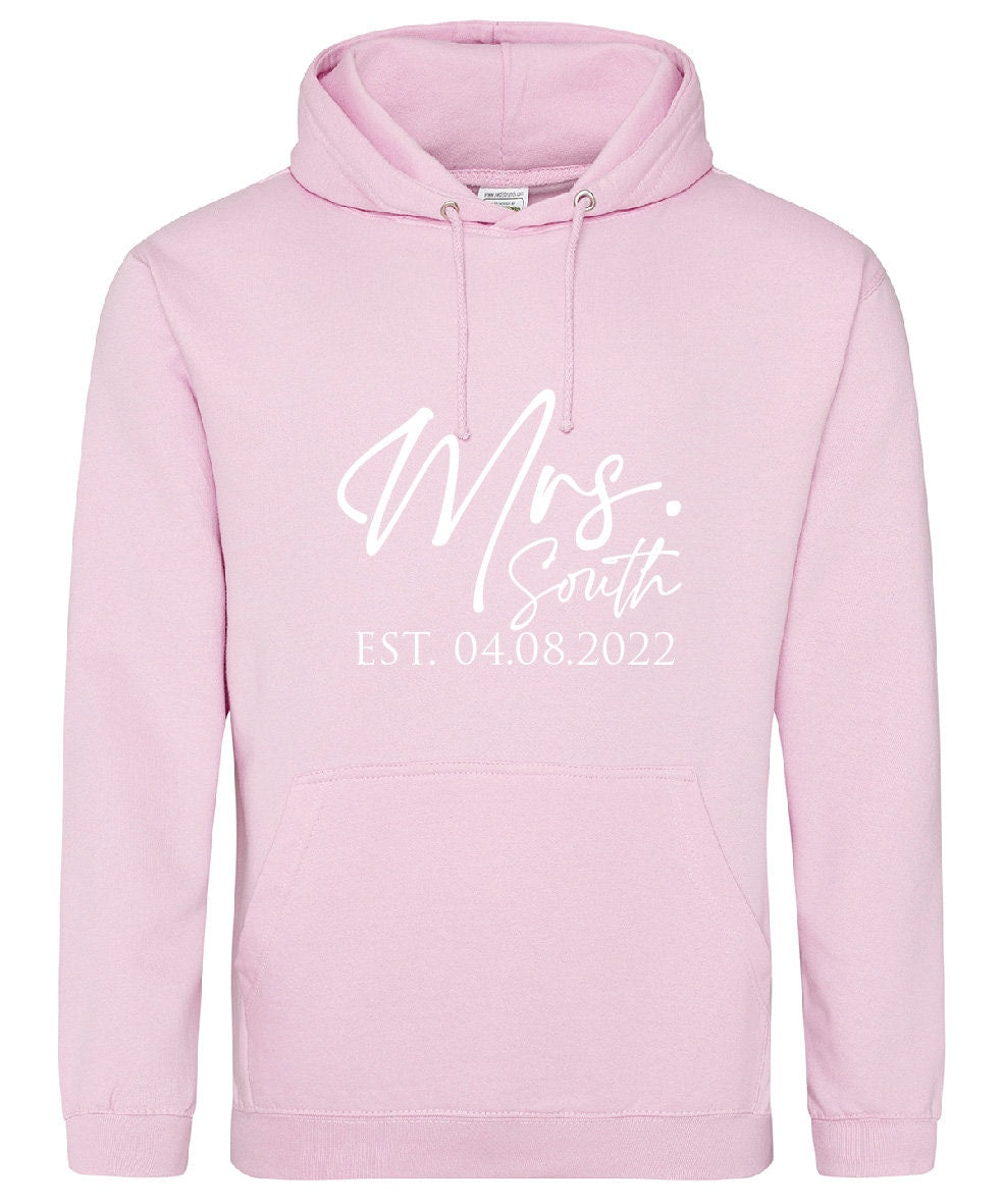 Mr & Mrs Personalised Hoodies | Husband and Wife Couples Honeymoon Hooded Sweater | Mr Mrs Matching Wedding Jumpers