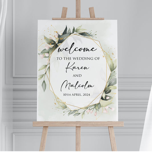 Personalised Wedding Welcome Sign TLPCW002 Physical or Digital, A1 or A2 Portrait Welcome Board for Wedding Easel, Welcome for Wedding,