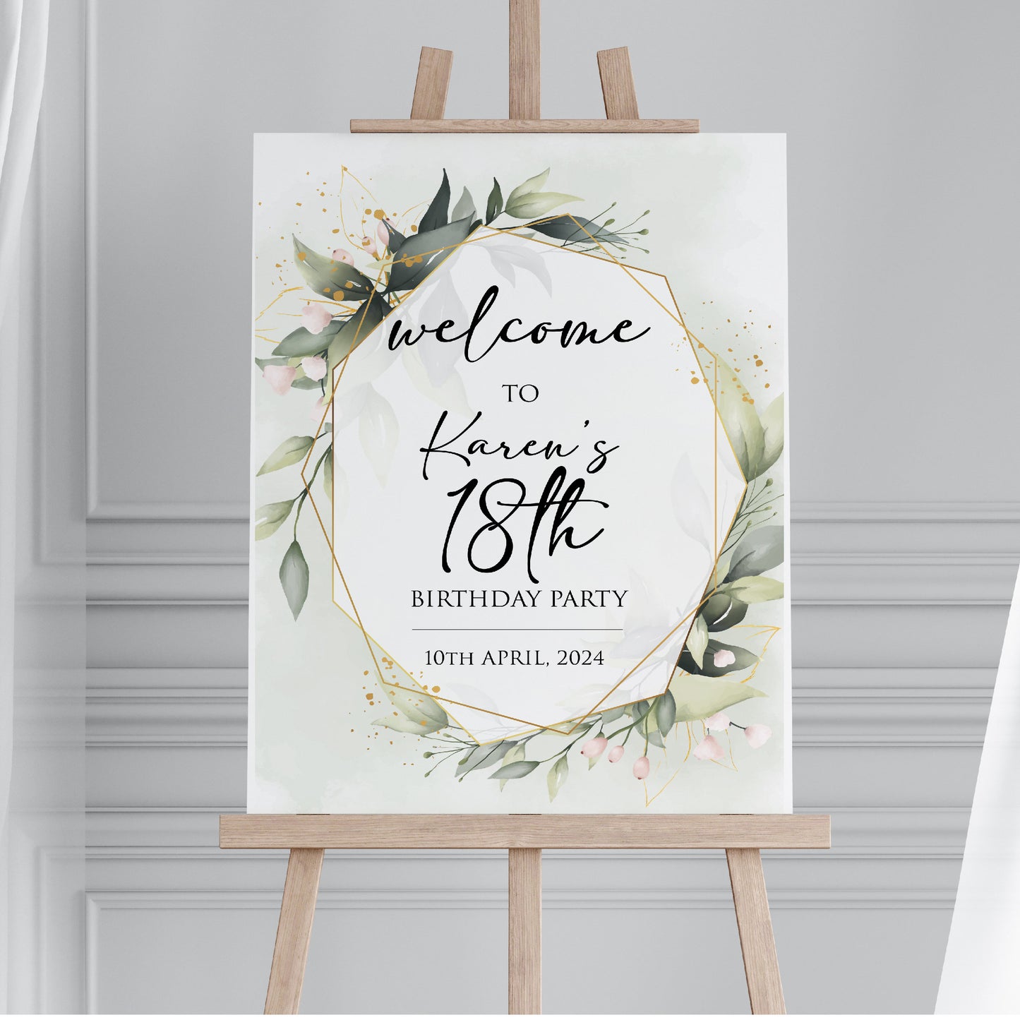 Personalised 18th Birthday Party Welcome Sign TLPC18001 Physical or Digital, A1 or A2 Portrait Welcome Board for Birthday Easel,,