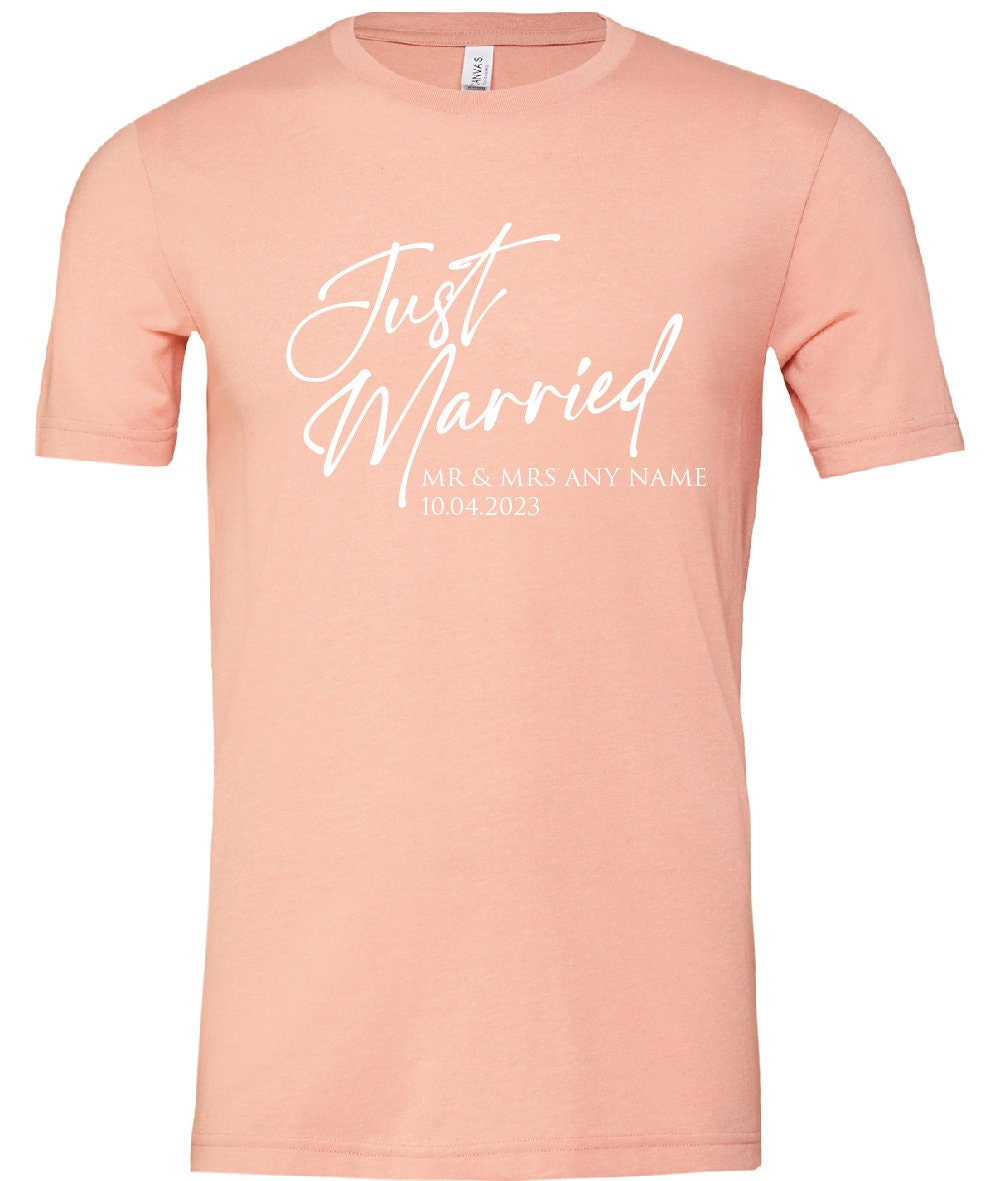 Personalised Just Married T-Shirt CV01H | Husband and Wife Couples Honeymoon Tshirt | Finally Matching Wedding Tee