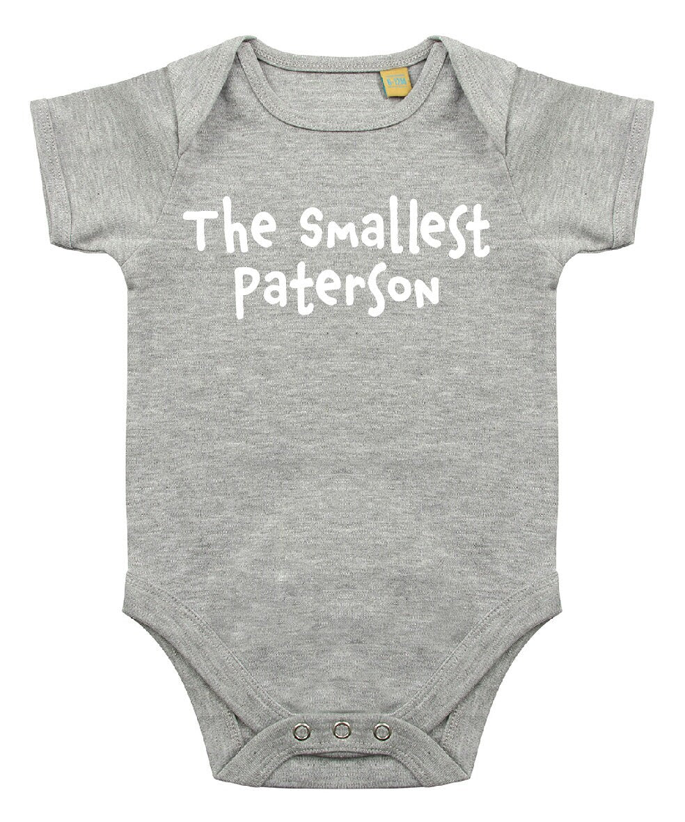 The Smallest (Any Name) Personalised Babies Short Sleeved Bodysuit | Personalised Baby Grow | Baby Shower Gift | Gift for newborn