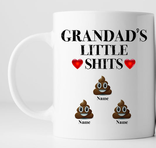 Grandad's Little Shits Mug, Funny Personalised Mug For Grandad, Rude Father's Day Gift, Personalised Grandad Mug, Funny Gift For Grandad