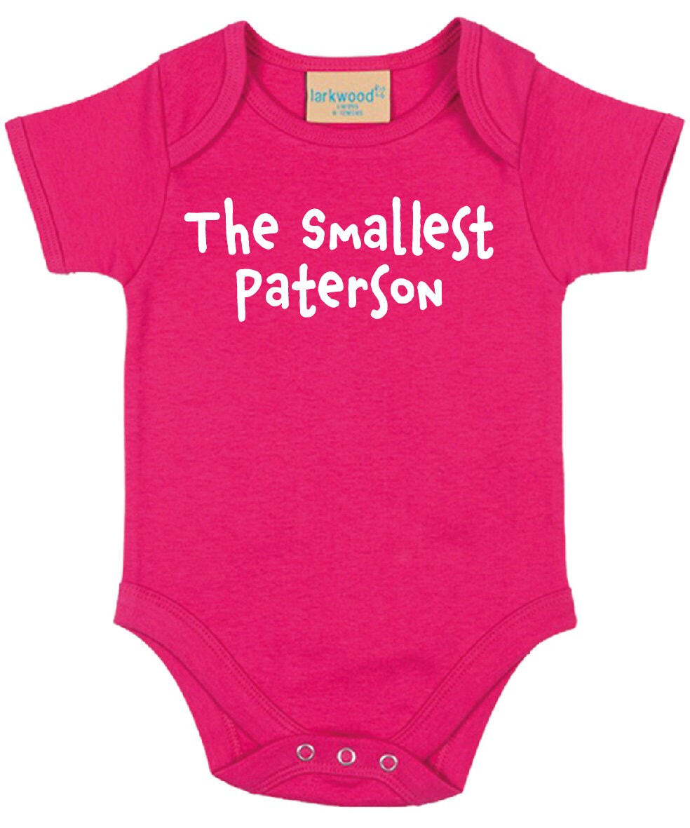 The Smallest (Any Name) Personalised Babies Short Sleeved Bodysuit | Personalised Baby Grow | Baby Shower Gift | Gift for newborn