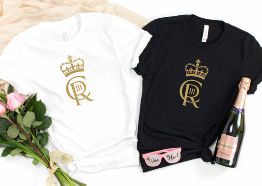 Gold Print King Charles III Coronation T-Shirts B | King's Coronation Party Tees | Charles the Third Coronation tshirt