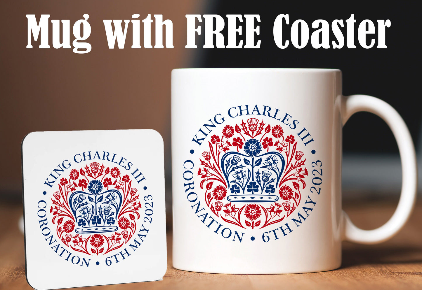 King Charles III Coronation Mug and FREE Coaster set | King Charles Coronation Gift | Coronation Tea Party | Charles the Third Mug