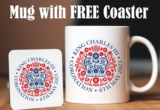 King Charles III Coronation Mug and FREE Coaster set | King Charles Coronation Gift | Coronation Tea Party | Charles the Third Mug