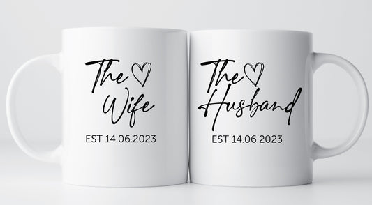 Personalised The Husband /The Wife Matching Mugs | Couples Wedding Gift | Anniversary
