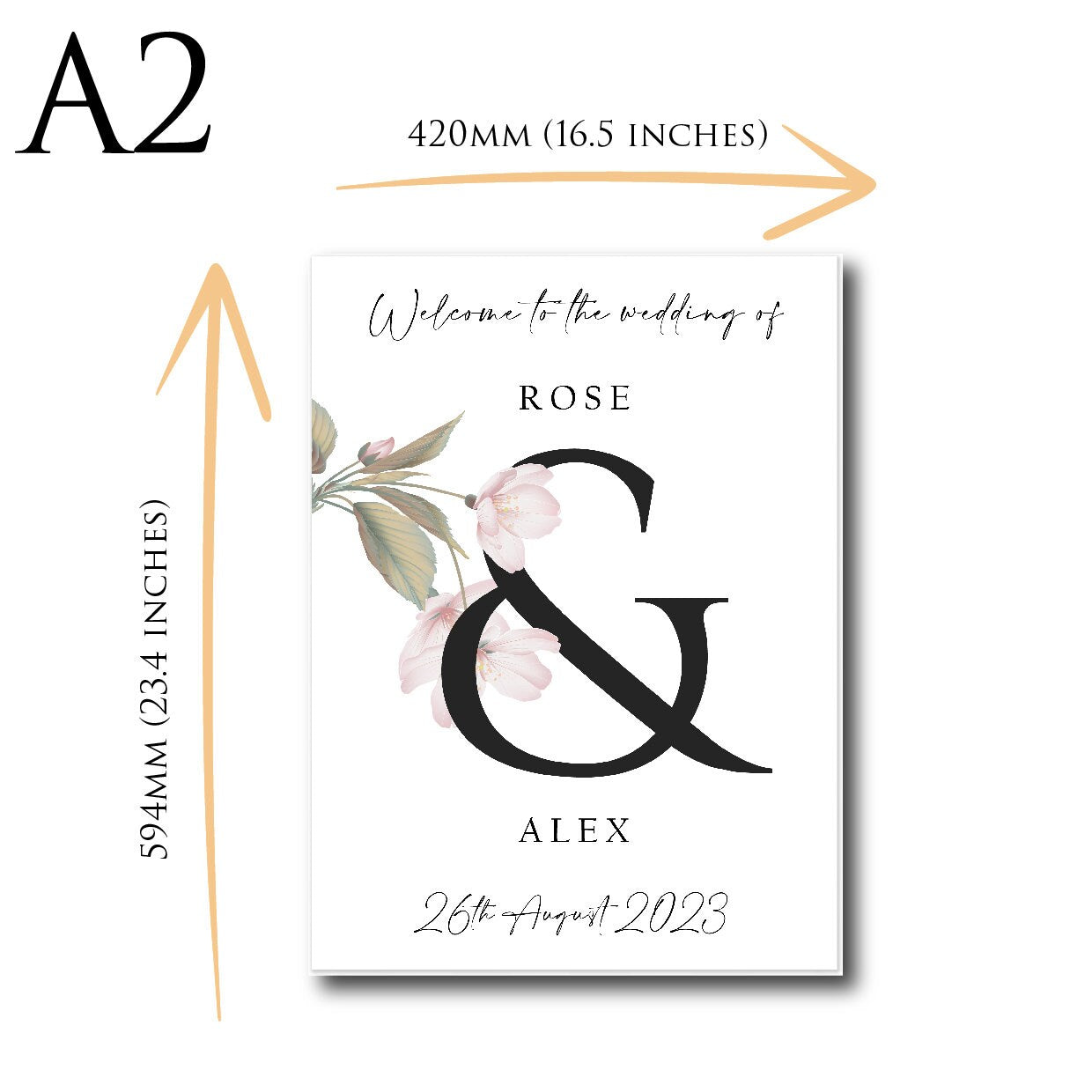 Personalised Wedding Welcome Sign TLPCW011 Physical or Digital, A1 or A2 Portrait Welcome Board for Wedding Easel, Welcome for Wedding,