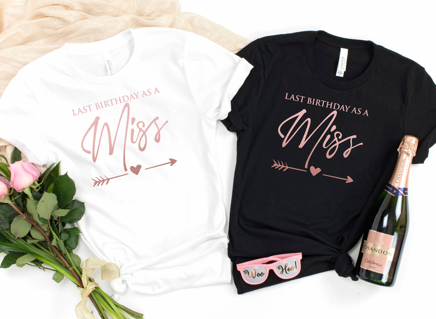 ROSE GOLD Last Birthday as a Miss T-Shirt B | Getting Married | Birthday Party Tee