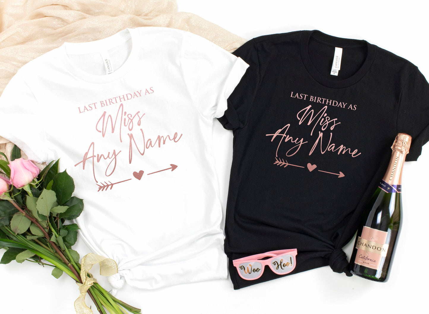 ROSE GOLD Personalised Last Birthday as Miss Any Name T-Shirt B | Getting Married | Birthday Party Tee