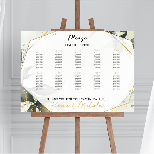 Personalised Wedding Seating Plan Board | Table Plan Welcome Sign SP001 Physical or Digital, A1 or A2 Landscape Welcome Board for Wedding