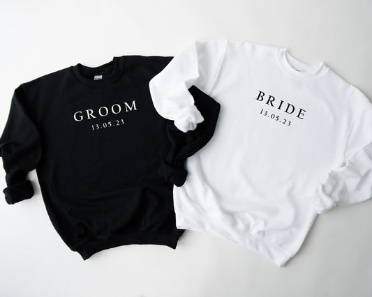 Personalised Minimalist Bride & Groom SWEATSHIRT | Husband and Wife Couples Honeymoon Sweater | Finally Matching Wedding Jumper